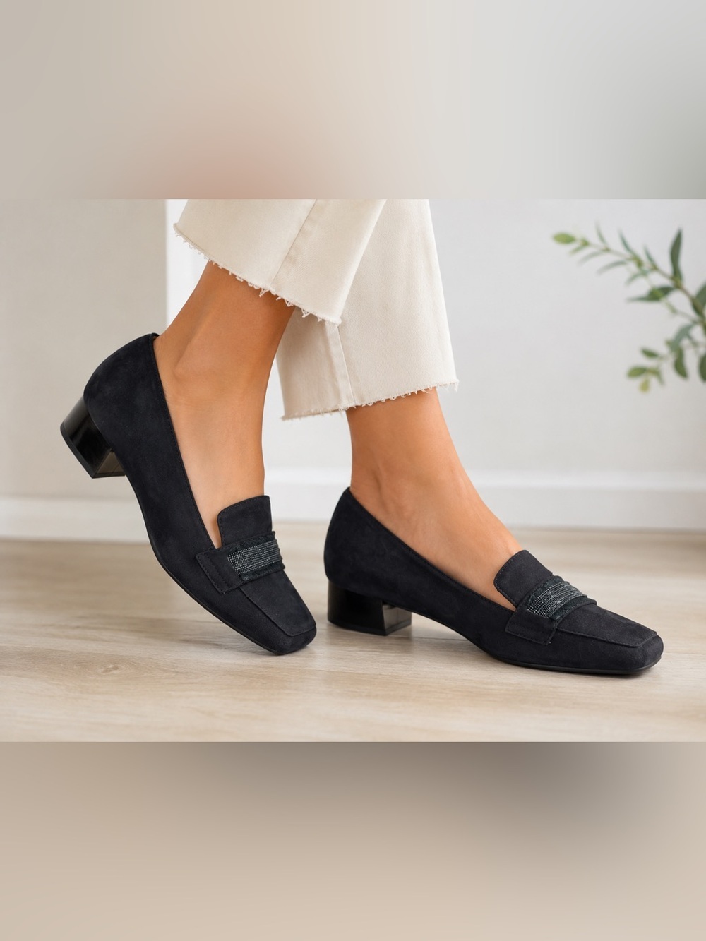 Brunate Black Suede Square Toe Loafers | Size 38 / US 7.5 | Made in Italy